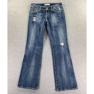 Vigoss Collection Bootcut Womens 7 Blue Jeans Low Rise Thick Stitch Whiskers